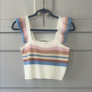 Timing striped crochet knit top size small